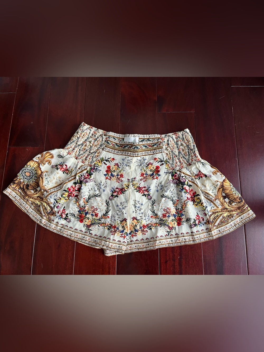 NWT Camilla Olympeode shirred silk crepe de chine shorts